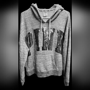 Large VS PINK Hoodie with Double Gunmetal Bling